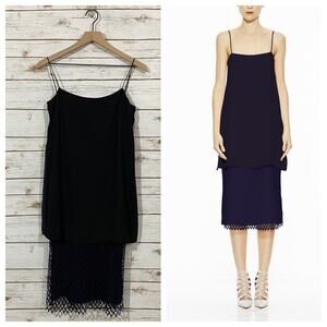 Adam Lippes Layered Slip Dress - Black/Blue - 2